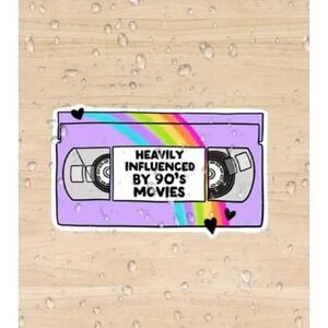 Heavily Influenced By 90s Movies VHS Tape Holographic Sticker Purple Rainbow